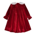 thumbnail image 6 of vdgthytj Girls Velvet Dress Kids Cute Petal Collar Long Sleeve Birthday Party Dresses Fall Winter Clothes, 6 of 8
