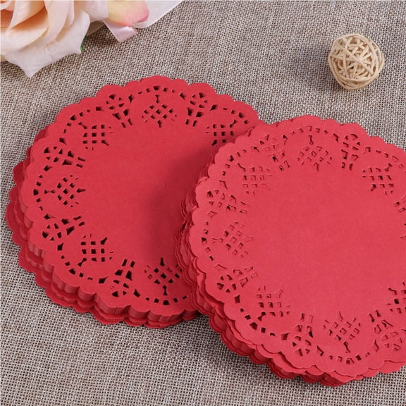 OULII 100Pcs Paper Doilies Round Vintage Lace for Wedding Tableware Decoration