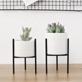 thumbnail image 7 of Walbest Ceramic Round Ceramic and Metal Planter & Stand Set, 7 of 7