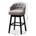 thumbnail image 5 of Baxton Studio Theron Transitional Gray Fabric Upholstered Wood Swivel Bar Stool Set of 2, 5 of 7
