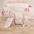 thumbnail image 6 of DKMOCO 6-in-1 Kids Slide and Swing Set with Basketball Hoop & Soccer Goal, Sturdy Indoor Outdoor Climber Playset, Multi-functional Playground Gift for Kids 1-3, Pink, 6 of 7