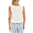 thumbnail image 6 of Women's Solid Color V Neck Three Button Knit Sweater Vest, Cropped Sleeveless Casual Top, Lightweight for Summer Going Out Outfits, Soft and Breathable White S, 6 of 10