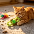 thumbnail image 4 of Mesh Tube Bow Tie Cat Toy with Bells, Crinkle Sound Interactive Teething Wand for Kittens, Chew Ring for Anxiety Relief and Boredom, 4 of 6