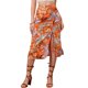 thumbnail image 1 of Faldas hawaianas para mujeres INSPIRE CHIC 2024, falda tropical con fruncido frontal y abertura, color naranja, 1 of 5