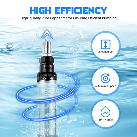 DC 24V 320W Solar Power Water Pump Submersible Bore Hole Deep Well Pump 3m³/h