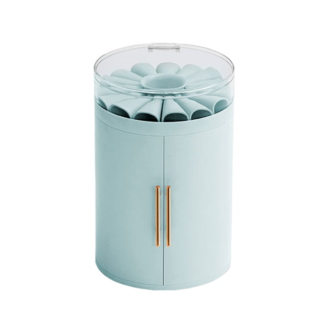 Qarigey Caja de almacenamiento de joyería con cubierta transparente, gran capacidad para cosméticos, caja de almacenamiento abierta doble Ropa, zapatos y accesorios Miscelánea azul