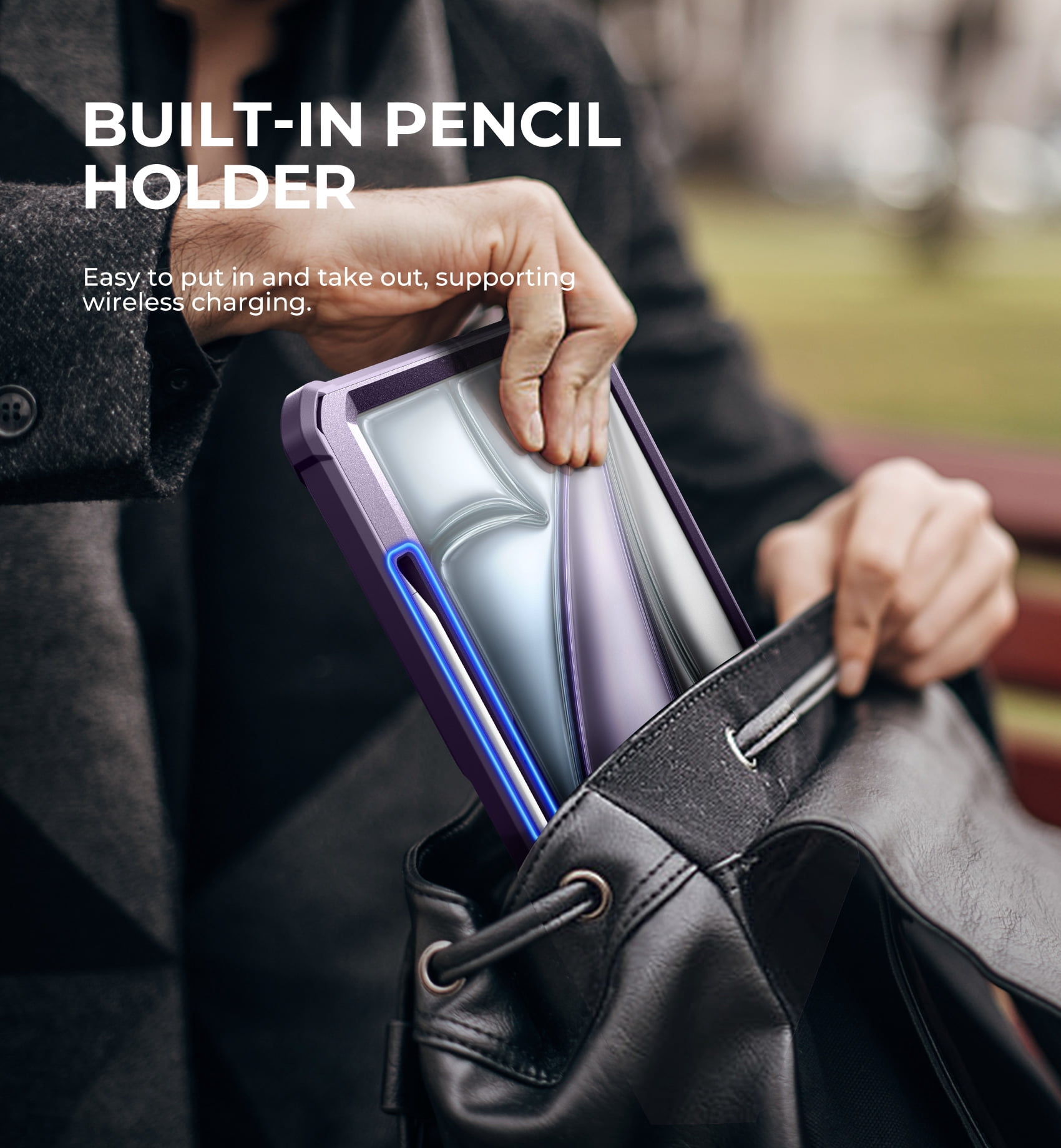 Dexnor for iPad Air 13 Inch Case 2025/2024 (M3/M2) with Pencil Holder, [Built-in Screen Protector & Multi-Angle Kickstand] Heavy Duty Shockproof Full Body Protective Cover for iPad Air 13, Purple
