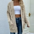thumbnail image 2 of Odeerbi Winter Chunky Knit Long Cardigan Sweaters For Women 2024 Fashionable Mid-length Jacket Sweater Top With Pockets Khaki, 2 of 9