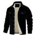 thumbnail image 2 of LNZGNM Black Corduroy Jacket for Men L-5XL Sherpa Lined Flannel Jackets Thick Warm Lapel Collar Shirt Jackets Single-Breasted Winter Coats with Pockets, Black 3XL, 2 of 4