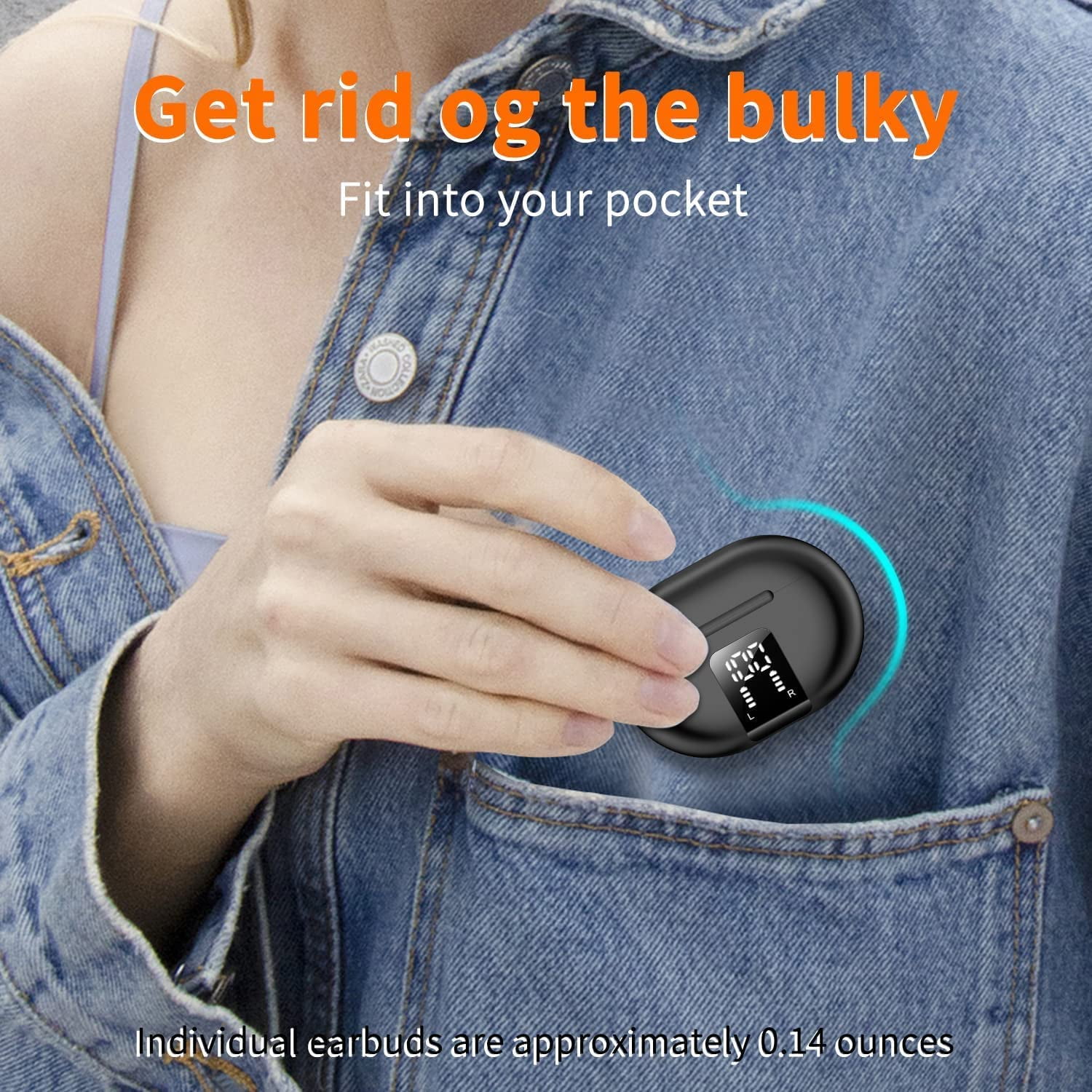 Camkey Wireless Earbuds, Bluetooth 5.0 Earbuds Wireless Bluetooth Headphones with ENC Mic, LED Display Charging Case, HiFi Stereo Sound, 60H Playtime, IPX7 Waterproof thumbnail 10