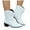 White, variant on Womens Wide Mid Calf Cowboy Cowgirl Boots Winter Fall Fashion Leather Suede Low Cut Pointed Toe Low Heel Pull on Dress Riding Short Booties