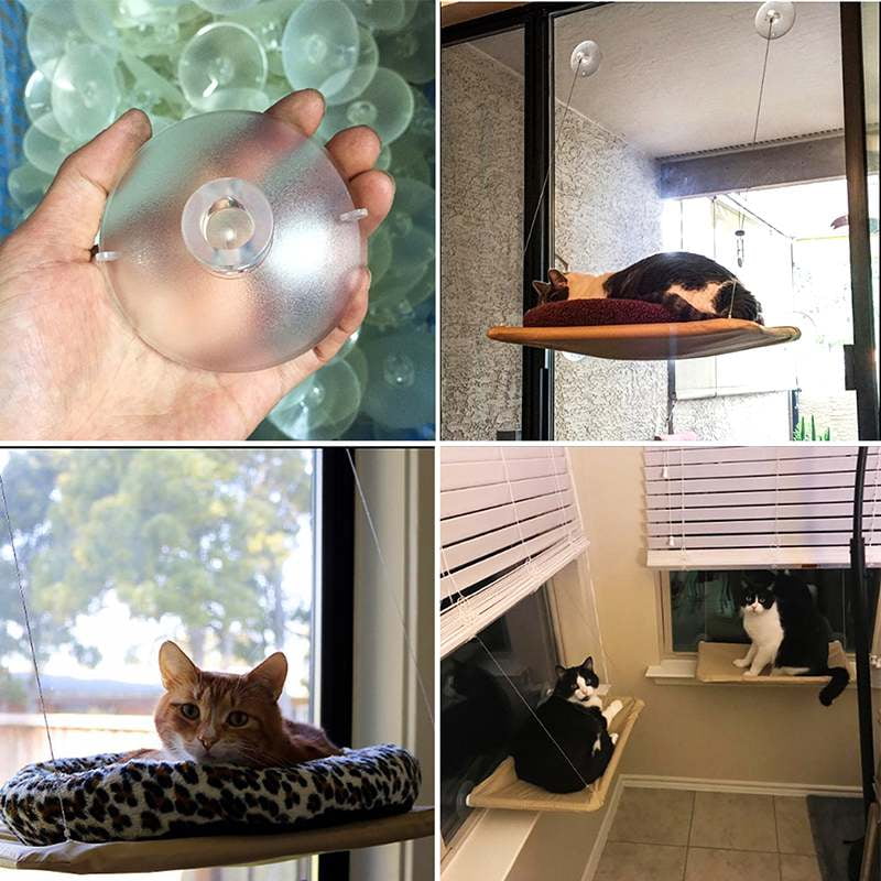 ZRU Cat Window Perch Cat Window Hammock with 2 Installation Styles Safe & Sturdy Cat Hammock with Reinforced Suction Cups Cat Window Seat Bed for Indoor Cats