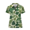 thumbnail image 6 of Whosucclay Monstera Leaves Print Workout Shirts for Fitness Golf, 1/4 Zip Polyester Women Short Sleeve Golf Shirts Lightweight Soft Athletic Tops Size X-Large, 6 of 10
