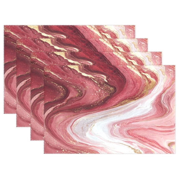 Rectangular Placemats of 4 Washable Table Mat Suitable for Dining Tables12x18 Inch Burgundy Marble Flow