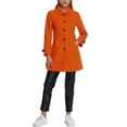 thumbnail image 2 of Abrigo de invierno para mujer con cuello Peter Pan, trench y abrigo de guisante en naranja, 2 of 6