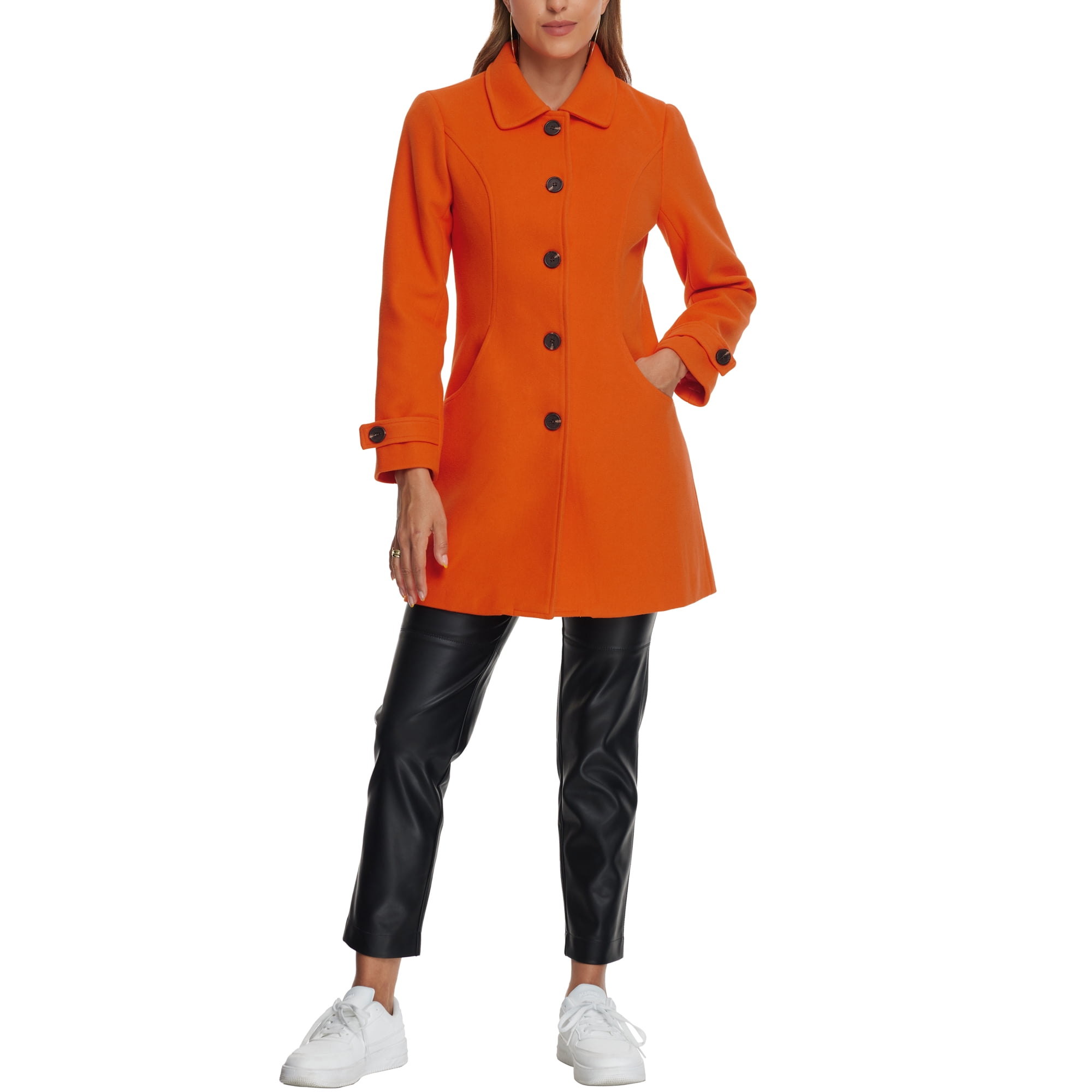 Orange peacoat women's best sale
