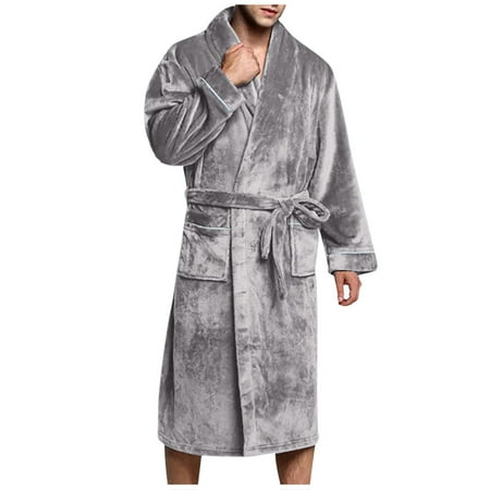 

Dadaria Pajamas for Women Men Winter Lengthened Shawl Bathrobe Home Clothes Long Sleeved Robe Coat Gray XXXL Men