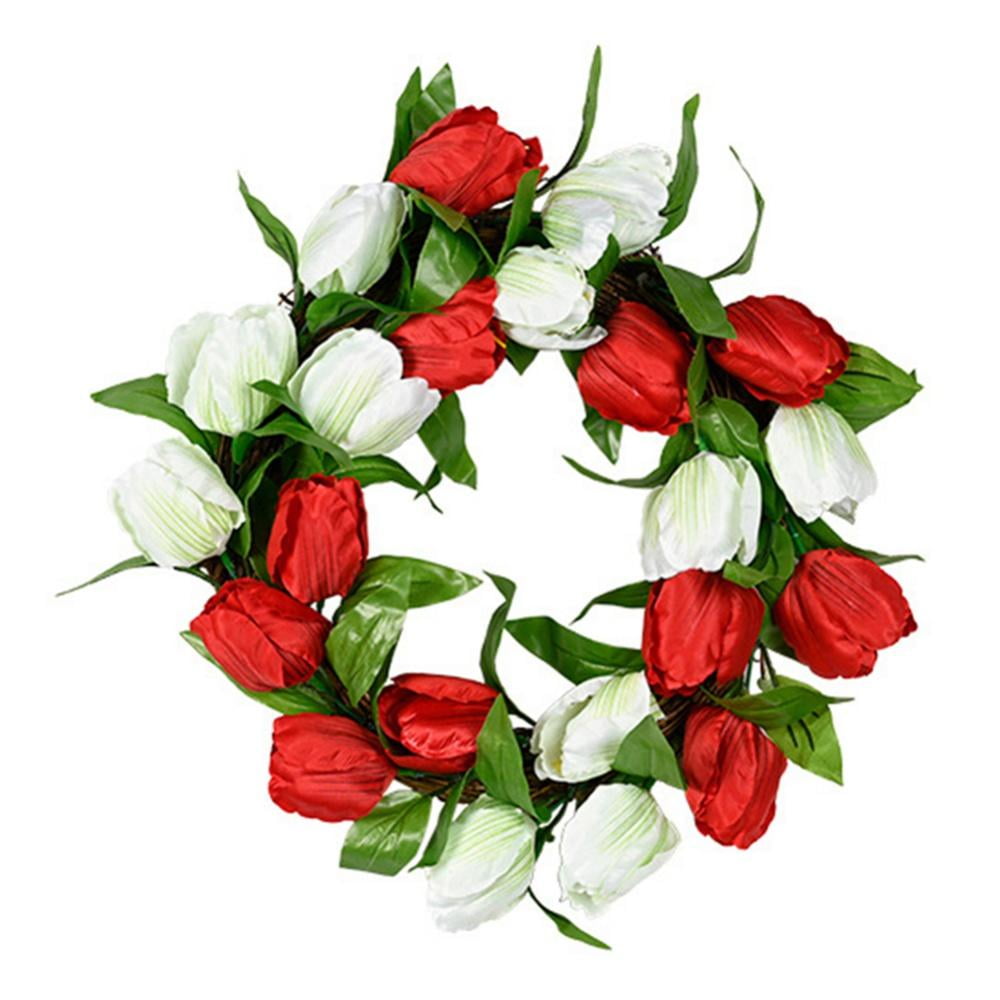 Tulip Wreath with Tulip Flower Heads Door Wreath Tulip Grass Wreath for ...