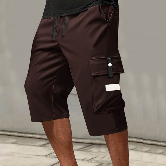 Men's Cargo Pants Lightweight Below Knee Work Shorts with Multiple Pockets Versatile Everyday Utility Clothing
