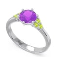 thumbnail image 2 of Diamond-Capitals 2.20 Carat New Design Round Cut Amethyst & Peridot Gemstone Engagement Ring for Girls 14K White Gold Size 6, 2 of 7