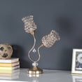 thumbnail image 4 of Noble House 18.75" 2-Floral Trumpet Table Lamp, Wire Cage Shades, E12 Candelabra Bulbs, Glam Metal, Rose Gold, 4 of 5