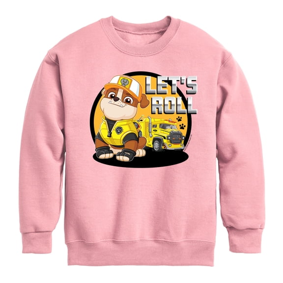 Paw Patrol - Let's Roll Rubble - Toddler And Youth Crewneck Fleece Sweatshirt