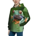 thumbnail image 2 of Easygdp Red-Eyed Tree Frog Boys Hoodie Kids Sweatshirt Youth Pullover With Hood-Large, 2 of 6