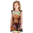 thumbnail image 1 of Balery Countryside Colorful Floral Cow Camisón de princesa para niñas, pijama de algodón con mangas abullonadas, suave y bonito.-X-Large, 1 of 6