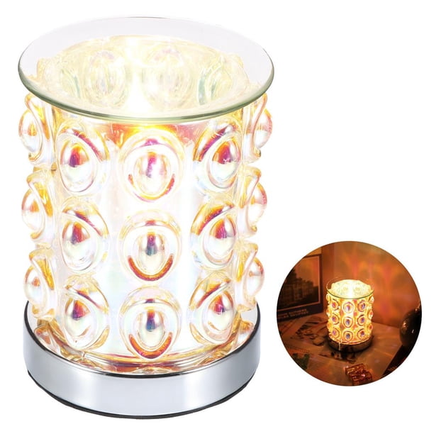 Billuyoard Quemador de cera derretida con de vidrio desmontable Patrón de lingotes Lámpara aromática Calentador de velas con fragancia eléctrica Electrodomésticos No.2 Billuyoard HA027994-02
