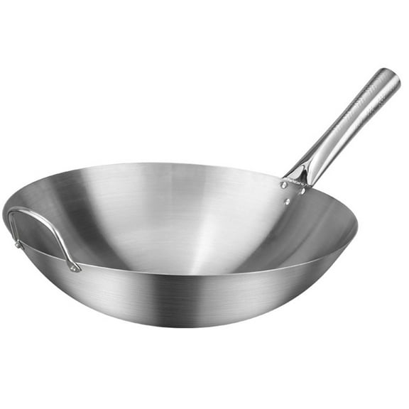 Oecoator Stainless Steel Frying Pan Household Kitchen Wok Pan for Home Restaurant