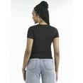 thumbnail image 3 of No Boundaries Cotton Stretch Ribbed Tee with Short Sleeves, Women's XS-3XL, 3 of 6