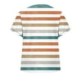 thumbnail image 4 of Women's Summer T-Shirts Fashion Color Block Striped Print Shirts Large Size Loose V-neck Blouses Short Sleeve TShirt Pullover Top, 4 of 6