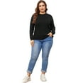 thumbnail image 3 of DARING DIVA Plus Size Long Sleeve Crewneck Sweater Fall Casual Tops 1X Black, 3 of 6