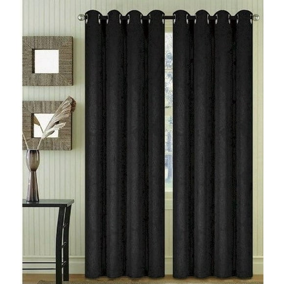 Panneau Occultant à Illets en Relief, 52x63 Pouces, Noir, 1 Panneau