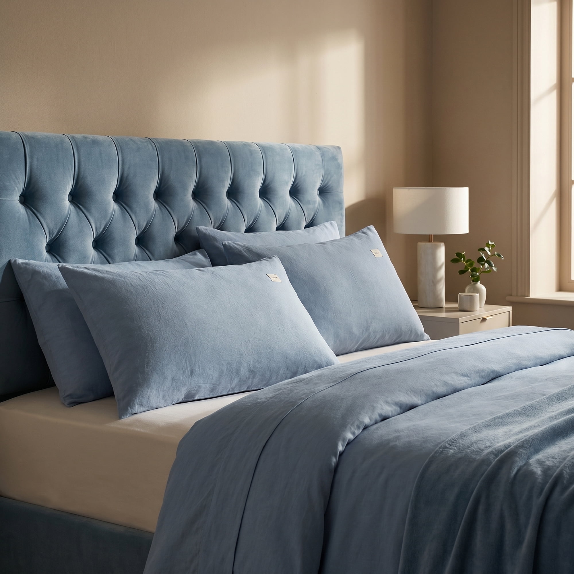 Unique Bargains 2 Pack Cotton Pillowcase Smooth Cooling Pillow Cases Envelope Closure Queen Light blue - pink