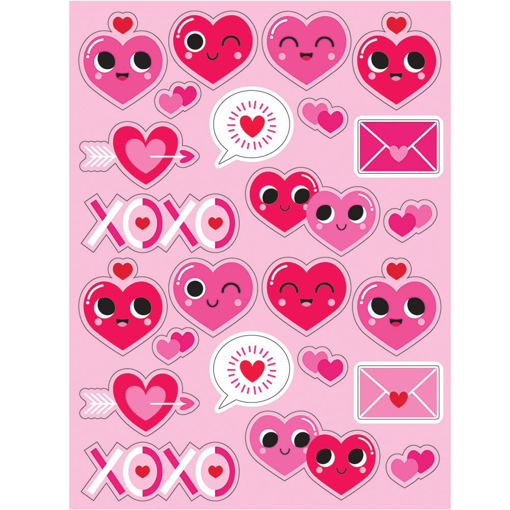 Great For Valentines Day Or Teachers Rewards 88 Red and Pink Heart Stickers 