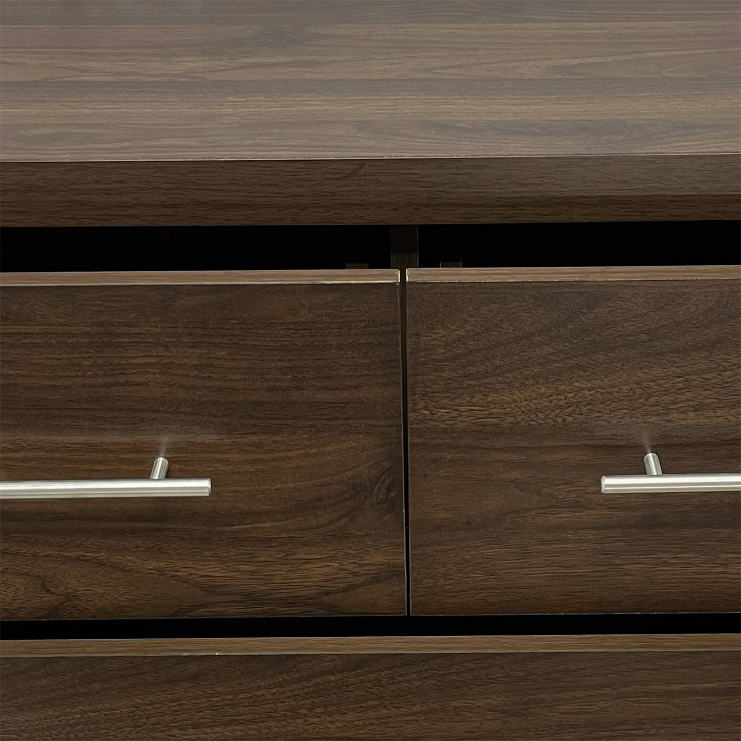 Kadyn 6 Drawer Dresse, Modern MDF Drawer Chest for Living Room, Walnut Drawer Dresser with 6 Drawers