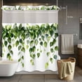 thumbnail image 5 of Eucalyptus Leaf No Hooks Shower Curtain with Snap-in Liner Watercolor Spring Vintage Sage Green Leaves Shower Curtains for Bathroom, Waterproof, Easy Install, Washable 66"x72", 5 of 9