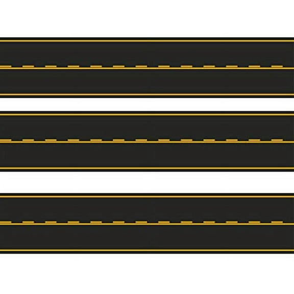 Yellow broken lines Street lines road roadway Edible Cake Topper 3 Strips 2.5x10 inchs on size