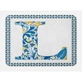 thumbnail image 1 of Letter L Bath Mat, Capital L in Traditional Portuguese Art Abstract Patterned Font Design, Non-Slip Plush Mat Bathroom Kitchen Laundry Room Decor, 29.5 X 17.5 Inches, Blue Yellow Orange, Ambesonne, 1 of 2