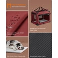 thumbnail image 2 of 36 Inches Collapsible Soft Dog Crate, Portable Travel Dog Crate for Indoor and Outdoor Use, Dog Carrier Kennel with Safety Zippers, for Living Room, Car, Travelling, Berry Red, 2 of 7