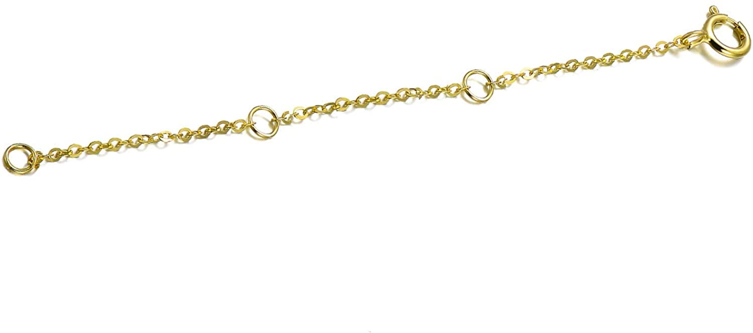 14K Yellow Gold 1" Delicate Cable Safety Chain Extender for Necklace Bracelet 