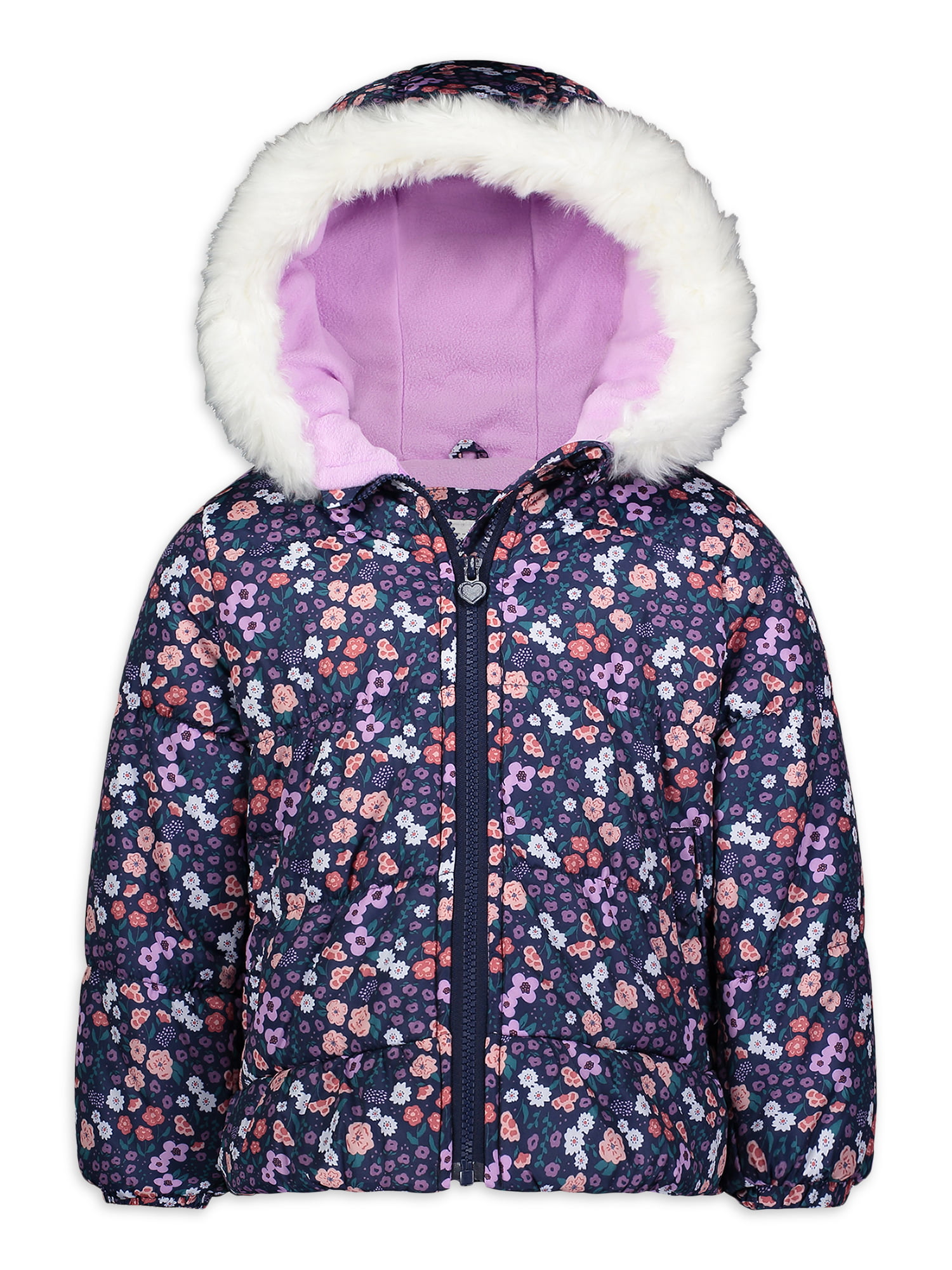 Cute Kids Baby Girls Toddler Fur Lined Coat Warm Floral Outwear Snowsuit Jacket 