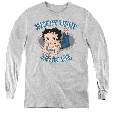 Betty Boop & Jean Co-Youth Long Sleeve Tee, Athletic Heather - Large ...