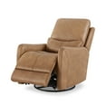 thumbnail image 6 of Dublin 30" Power Swivel Recliner Chair with Push Button Control, Smooth 360 Rotation, Comfortable Faux Leather Upholstery in Brown, 6 of 7