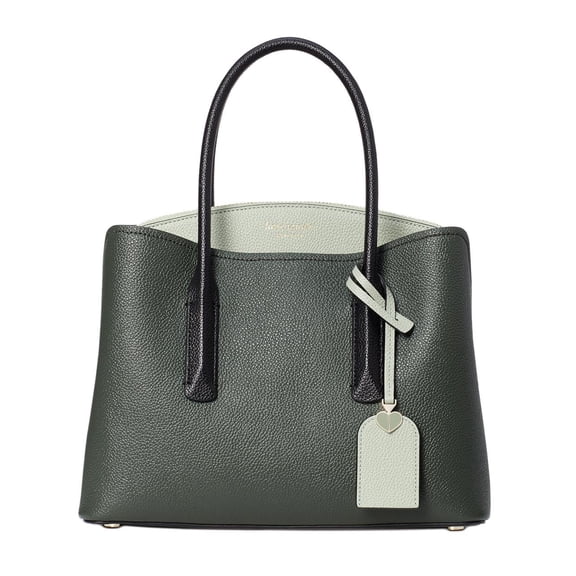Kate Spade New York Margaux Medium Leather Satchel Bag, Deep Evergreen Multi