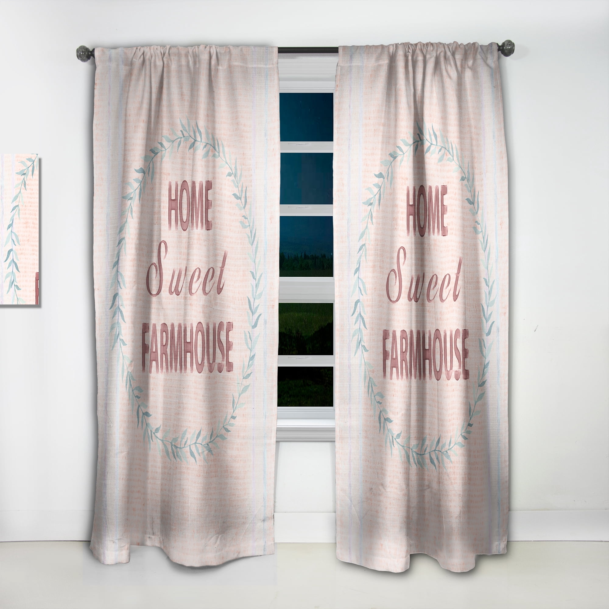 Designart 'Farmhouse Quote On Florals XIV' Farmhouse Curtain Panel