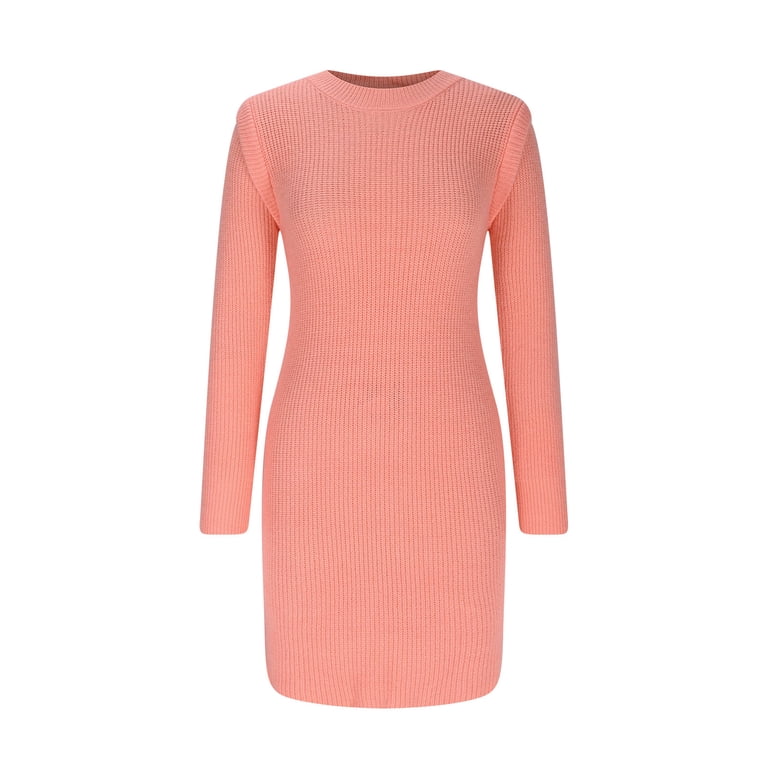slim fit dress slacks Casual Long-Sleeve Long Sweater Dress– PromGirl main image 1