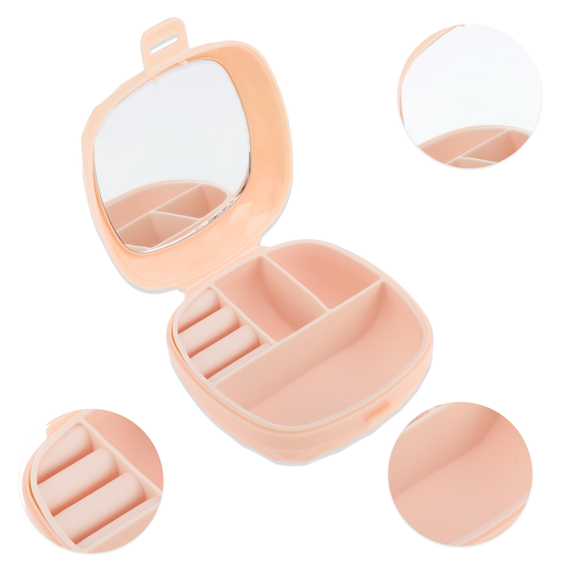 Unique Bargains Multi-Function Stylish Jewelry Box Organizer With Mirror Pink