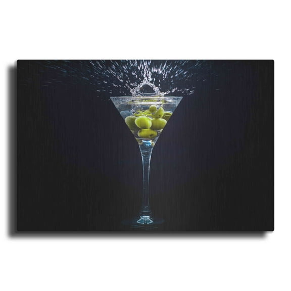 Luxe Metal Art 'Dirty Martini Splash' by Epic Portfolio, Metal Wall Art, 24"x16"